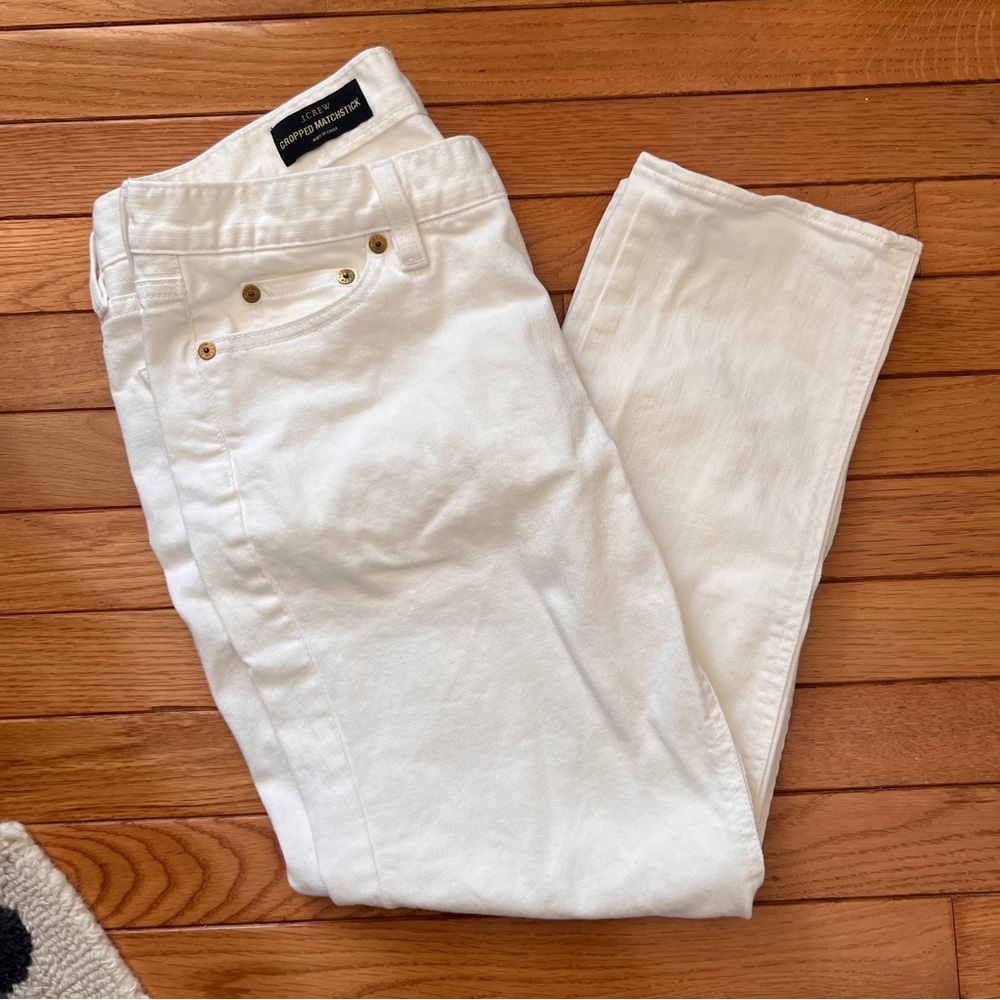 J. Crew White Cropped Matchstick Jeans - 30